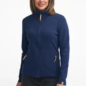 HANNA FULL ZIP 100% MERINOULL — STEELBLUE