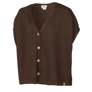 NLS POPPY PONCHO, 100% OFÄRGAD ULL — COFFEE BEAN