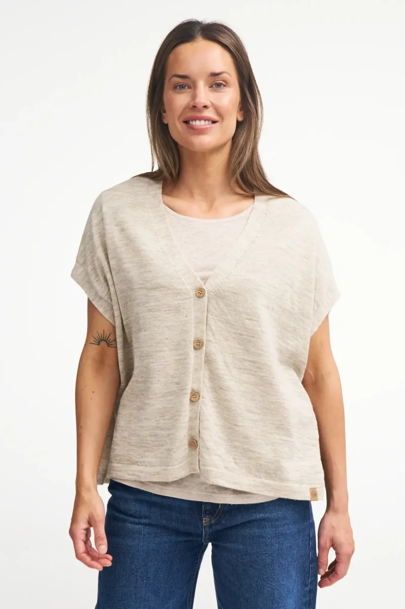 NLS POPPY PONCHO, 100% OFÄRGAD ULL — BIRCH