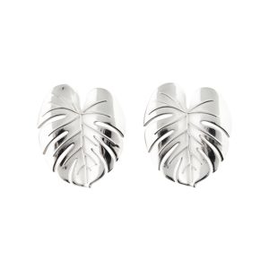 Palm Leaf Earrings Silver Large