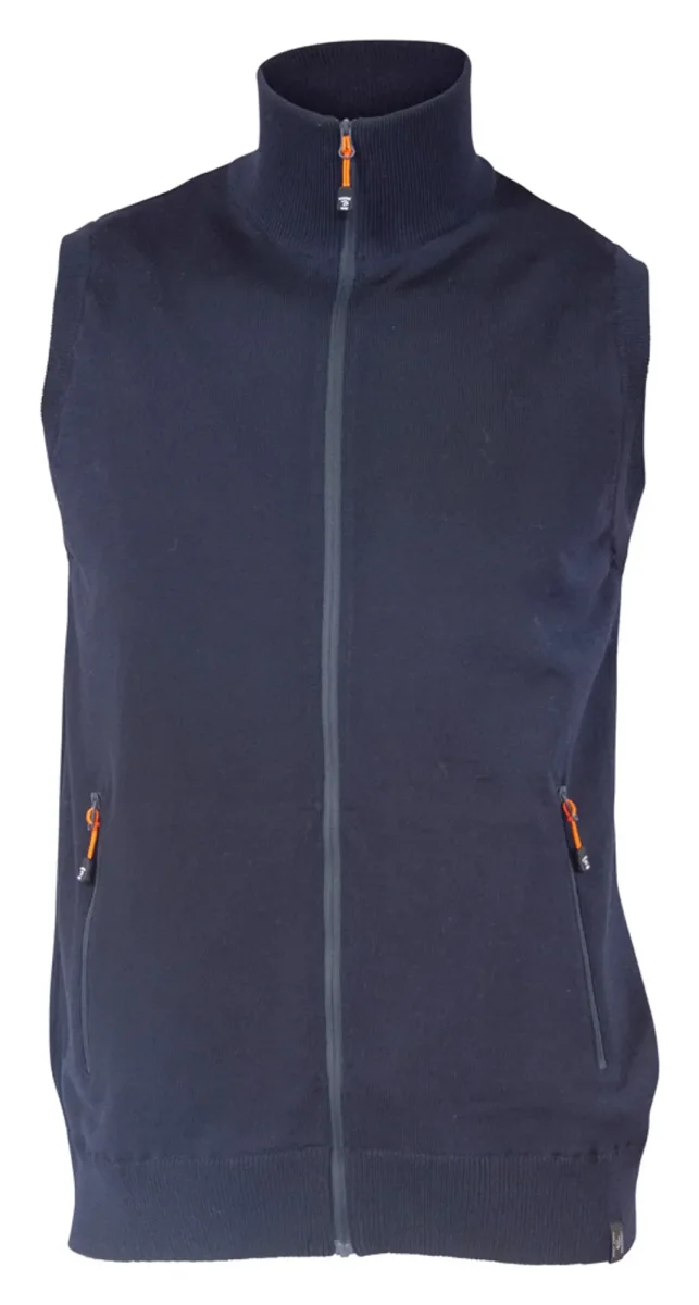 YORK VEST WINDBREAKER , 100% EXTRA FINE MERINOULL — NAVY