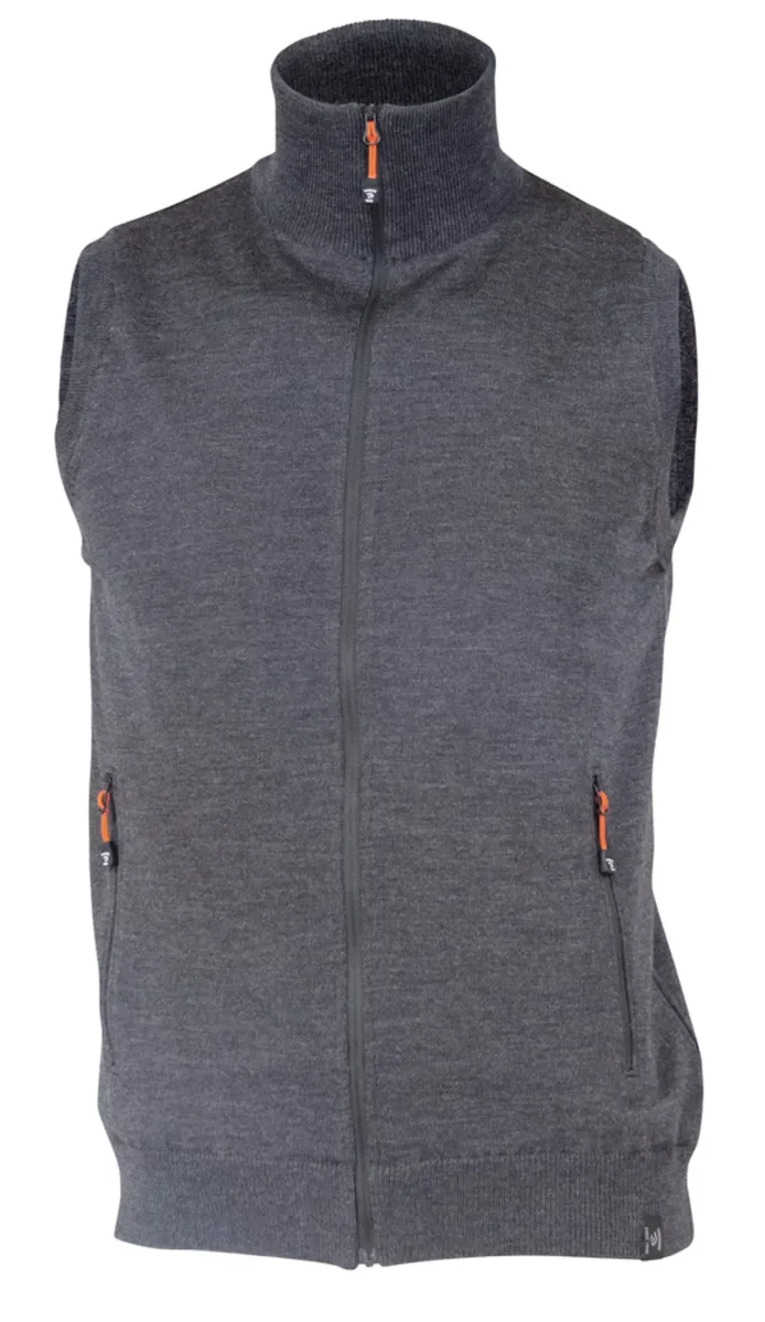 YORK VEST WINDBREAKER , 100% EXTRA FINE MERINOULL — GRAPHITE MARL - Bild 2
