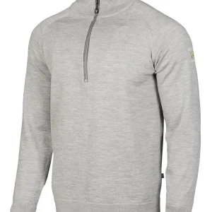 JOJJE HALF ZIP, 100% EXTRA FINE MERINOULL — GREY MARL
