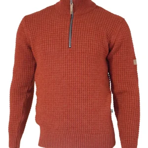 MORITZ HALF ZIP, 100% ULL — RED CLAY