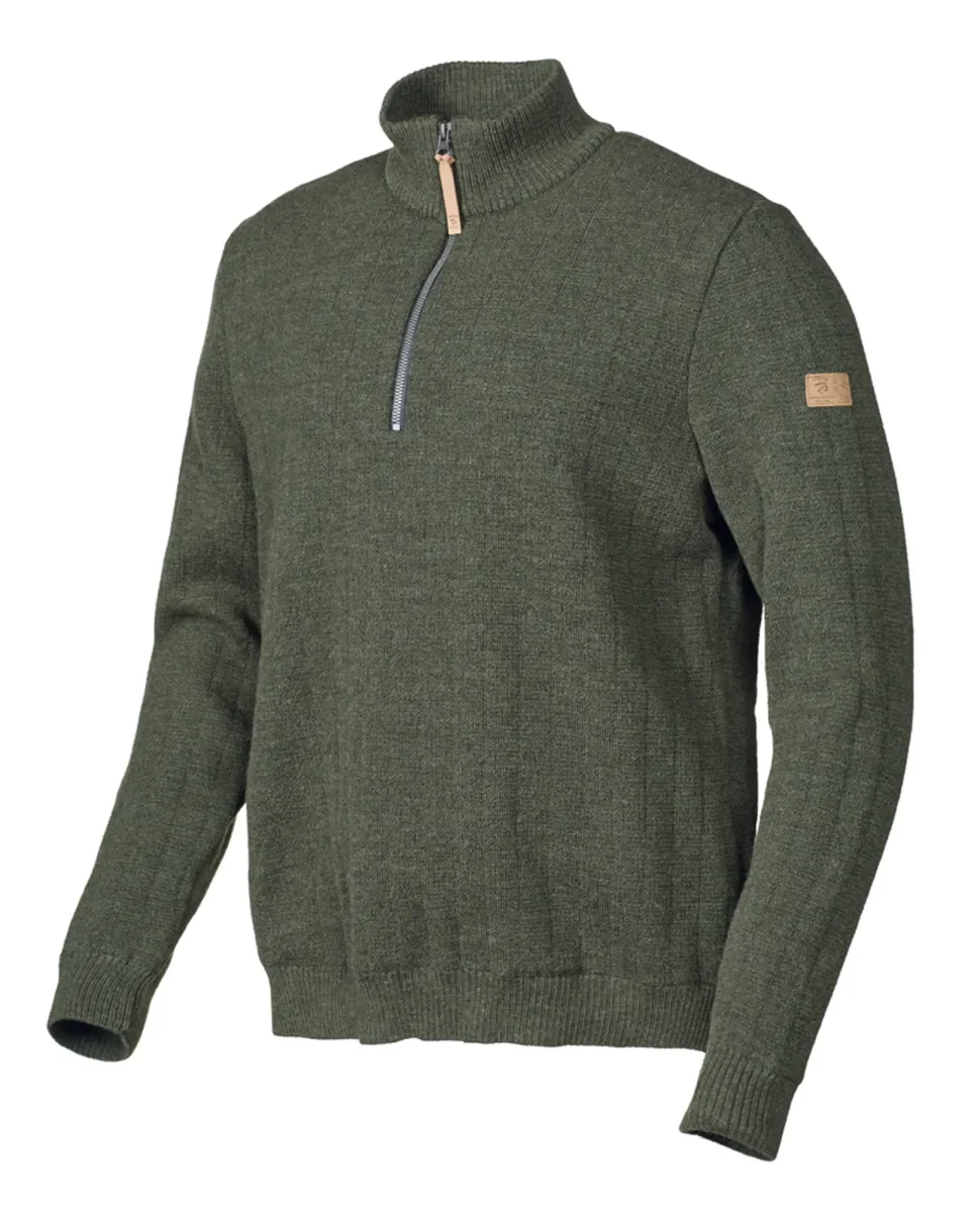 HUGO HALF ZIP, WINDBREAKER, 100% ULL — LODEN GREEN