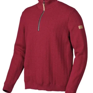 HUGO HALF ZIP, WINDBREAKER, 100% ULL — DEEP RED