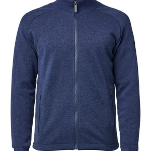 HENRY FULL ZIP WB, 100% FINE MERINOULL — STEELBLUE
