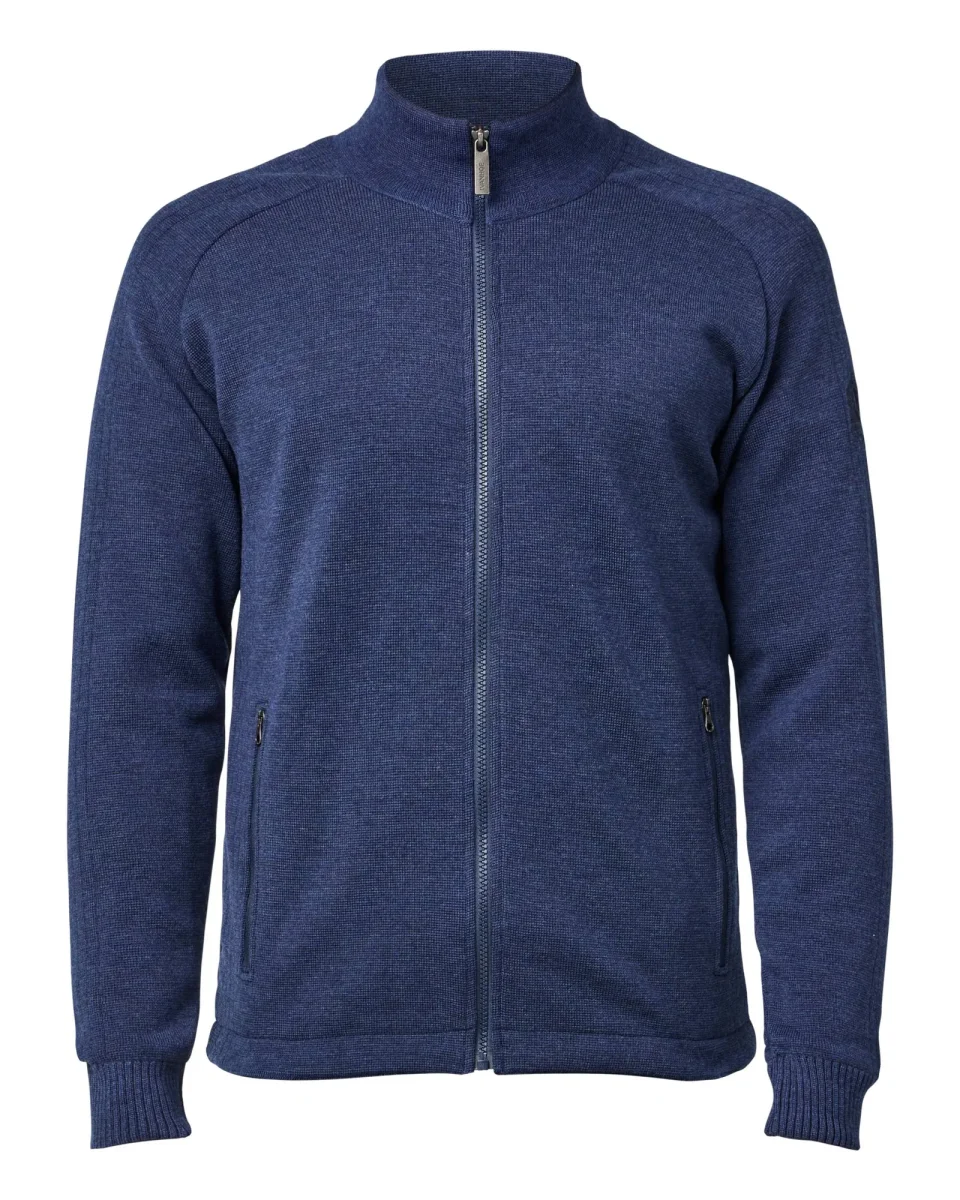 HENRY FULL ZIP WB, 100% FINE MERINOULL — STEELBLUE