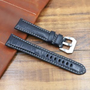 R.Elia Klockarmband för Panerai – Extra extra långt XXL – 24mm äkta läder – Alligator mönster