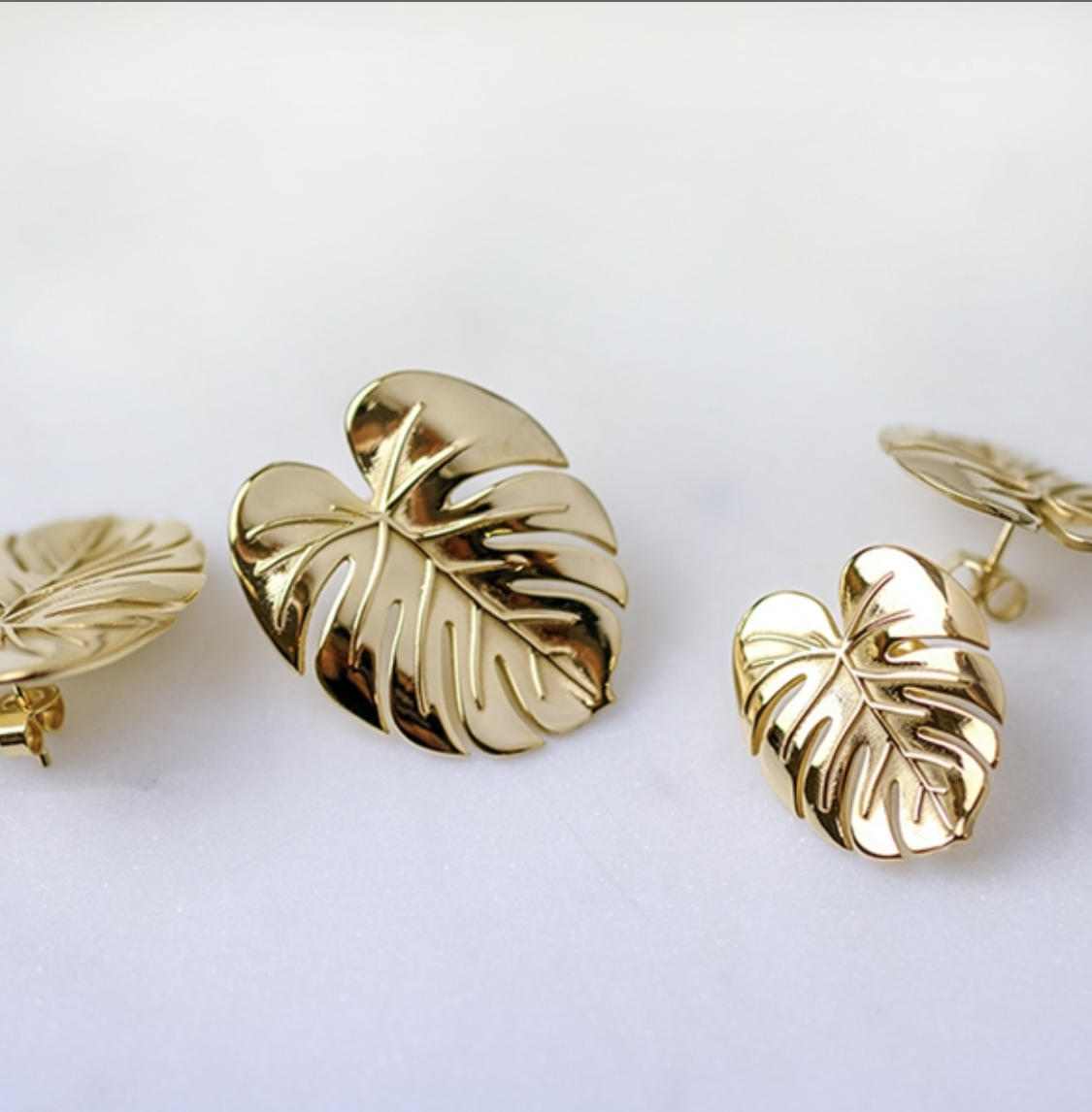 Palm Leaf Gold Earrings Small - Bild 3
