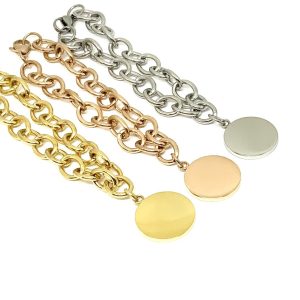 Armband med rund bricka ,fri gravyr