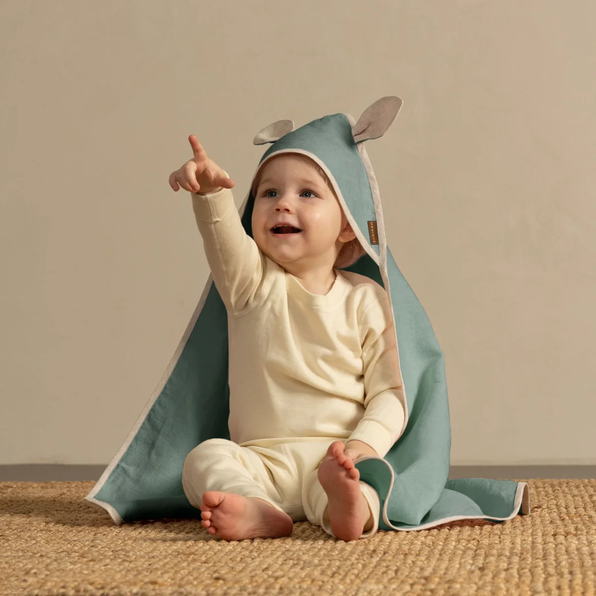 Linne babyhandduk med öron - Bild 6