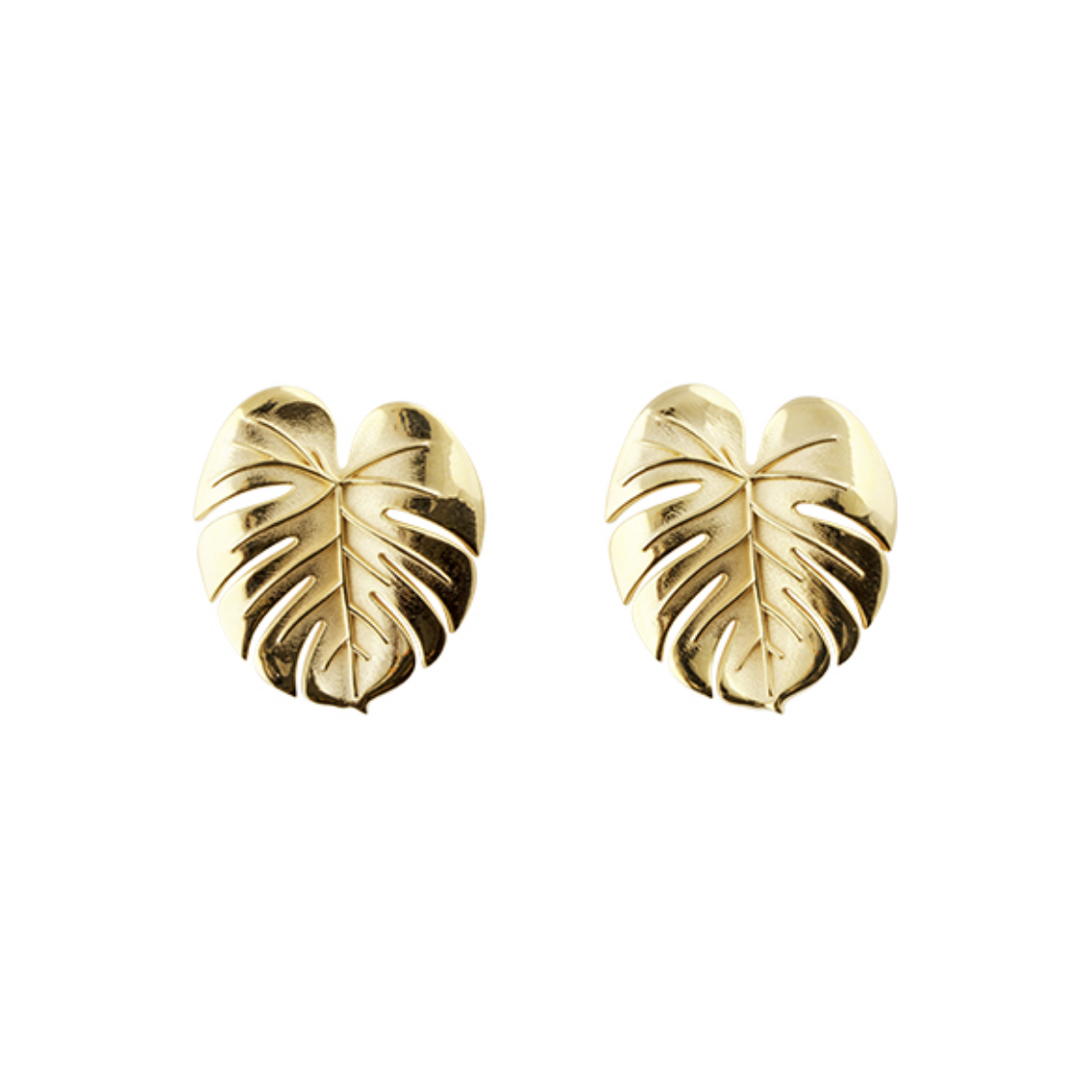 Palm Leaf Gold Earrings Small