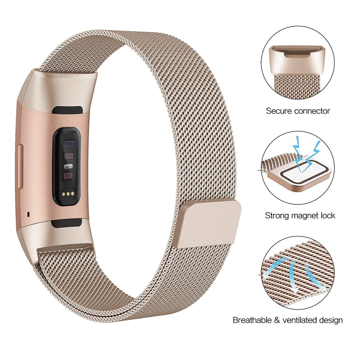 Fitbit Charge 2 klockarmband Loop Rem/Länk i Rostfritt stål