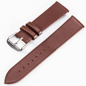 Klockarmband – Brun slät tunn – Äkta kalvläder