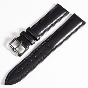 klockarmband läder – Svart slät – Äkta kalvläder