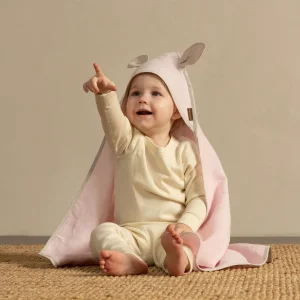 Linne babyhandduk med öron