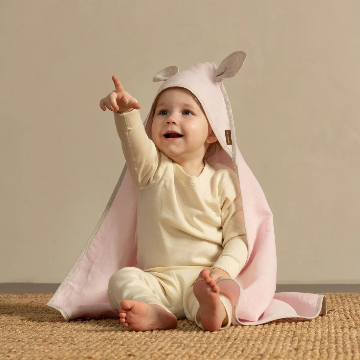 Linne babyhandduk med öron - Bild 2