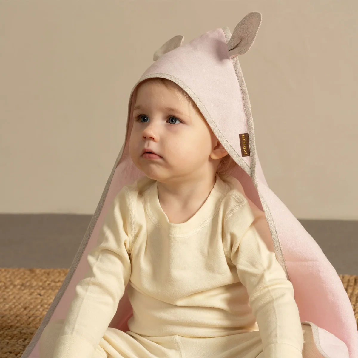 Linne babyhandduk med öron - Bild 4