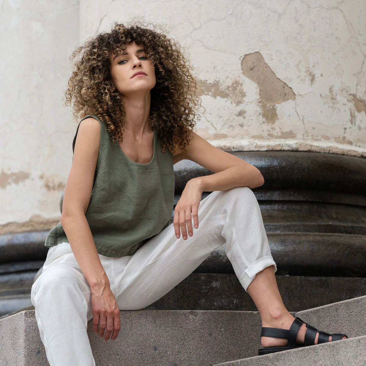 Linne Crop Top Ana Sten Grön - Bild 6