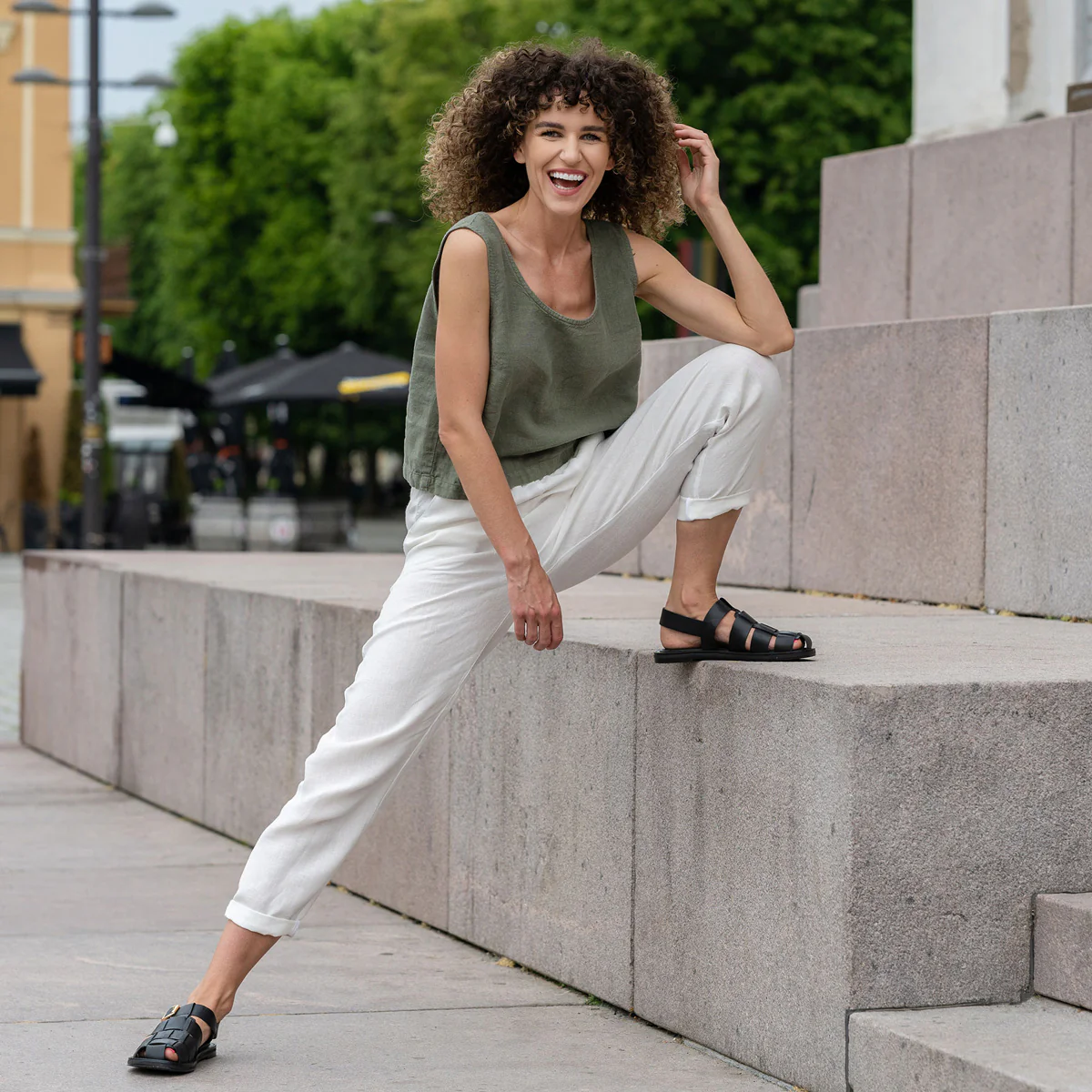 Linne Crop Top Ana Sten Grön - Bild 8