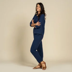 Blus med lång ärm & byxor 2-delat set Storm Blue