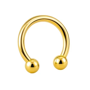 Hästsko ring till piercing - Cirkulär barbell - 24k-guld pvd