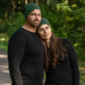 Unisex Merino Mössa Mörkgrön