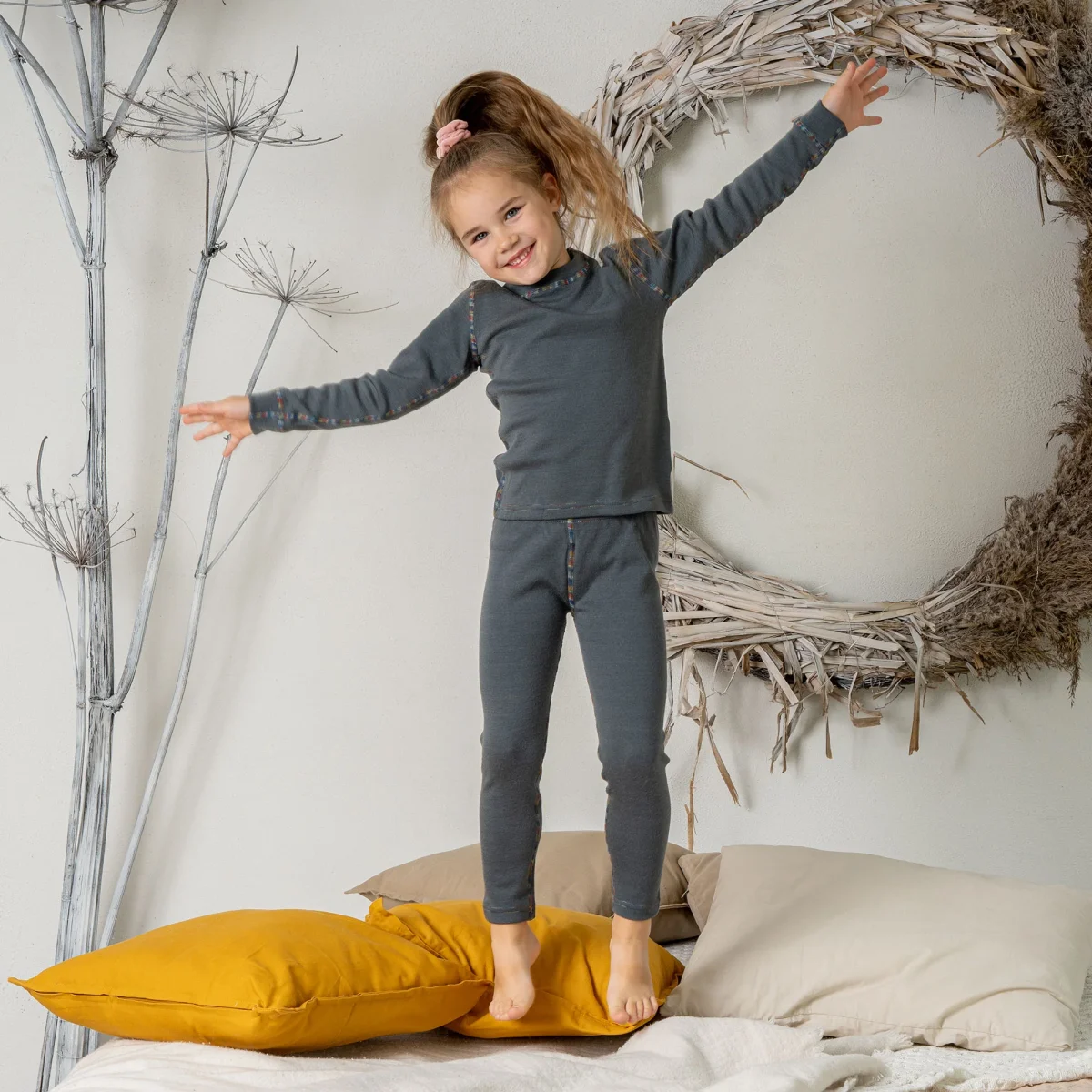 Barnbyxor 250 Merino Perfekt Grå