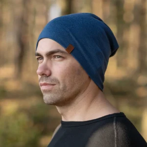 Herrmössa i merinoull denim