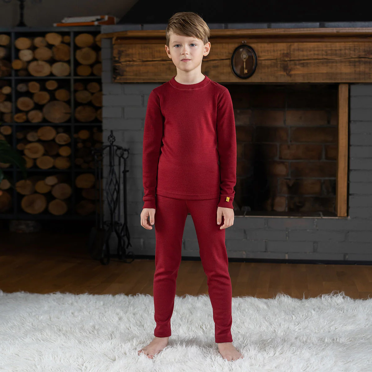 Barn 250 Merino Byxor Royal Cherry - Bild 2