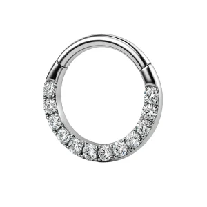 Tunn clicker ring - Ring till piercing med vita kristaller
