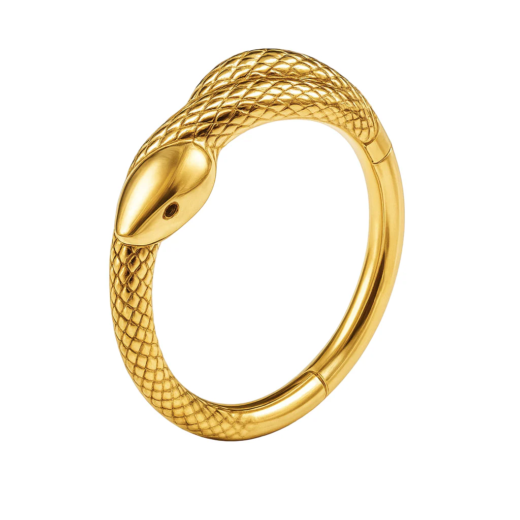 Ring till piercing - Clicker - Guldring med orm - Bild 2