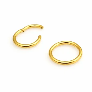 Guldring till piercing - Slät ring - Segment clicker - Piercingsmycke i 24k guldpläterat kirurgiskt stål.