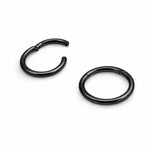 Segment clicker ring - Svart kirurgiskt stål - Slät ring till piercing