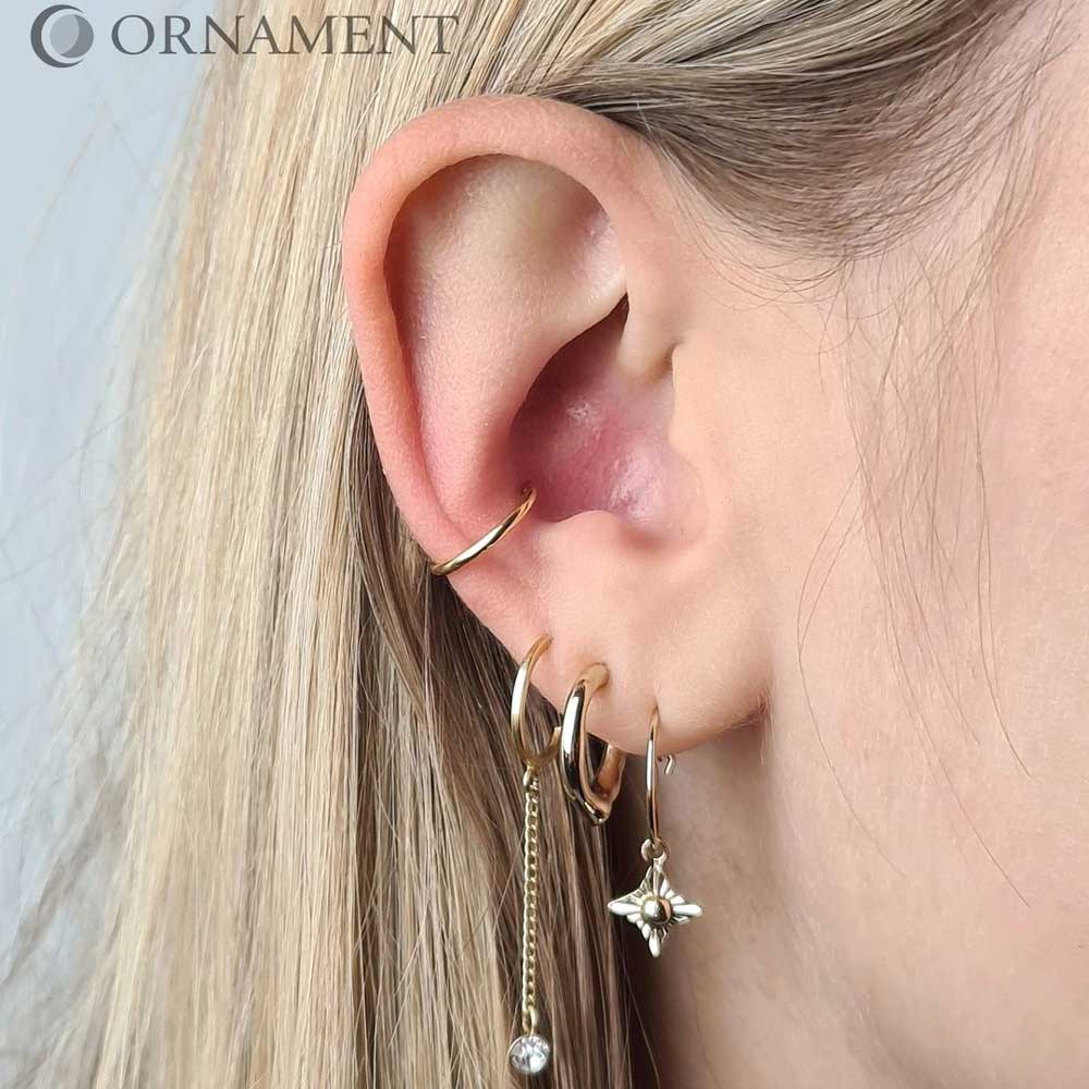 Guldring till piercing - Slät ring - Segment clicker - Piercingsmycke i 24k guldpläterat kirurgiskt stål. - Bild 4