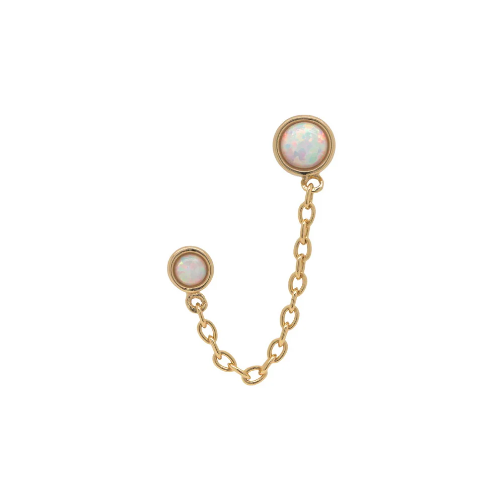 Vita opaliter med kedja - Ear studs - Örhängen 18k guldpläterat äkta silver - Bild 3