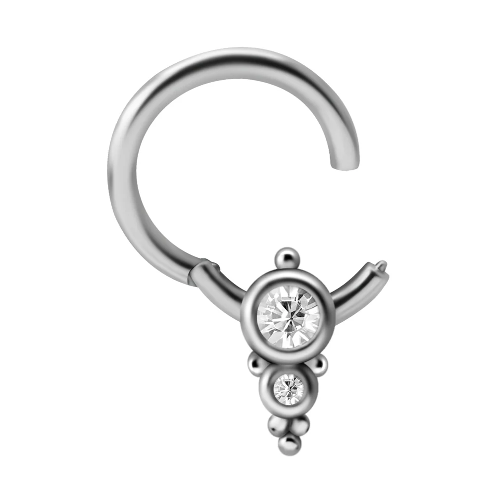 Clicker Ring i kirurgiskt stål - Ornament med Kristaller - Bild 3