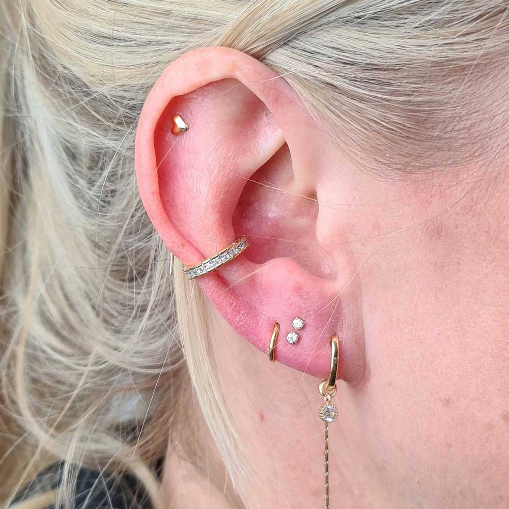 Kristall - Topp i 18k äkta guld - Piercingsmycke - Bild 6