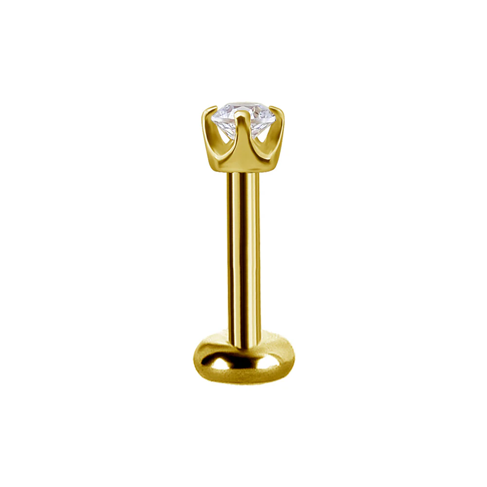 Kristall - Topp i 18k äkta guld - Piercingsmycke - Bild 7