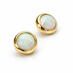 Vit opalit topp 1.6 mm - 18k Guld - Piercingsmycke
