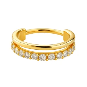 Dubbel ring till piercing - 24k-guld Pvd plätering - Clicker