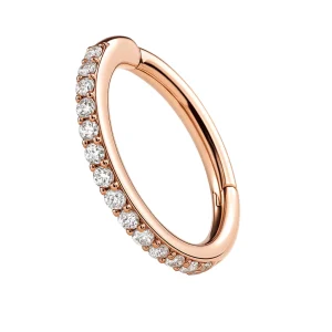 Smal clicker-ring med kristaller - Roséguld - Piercingsmycke