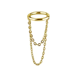 Clicker ring till piercing - Kedja - Helixsmycke - Guld