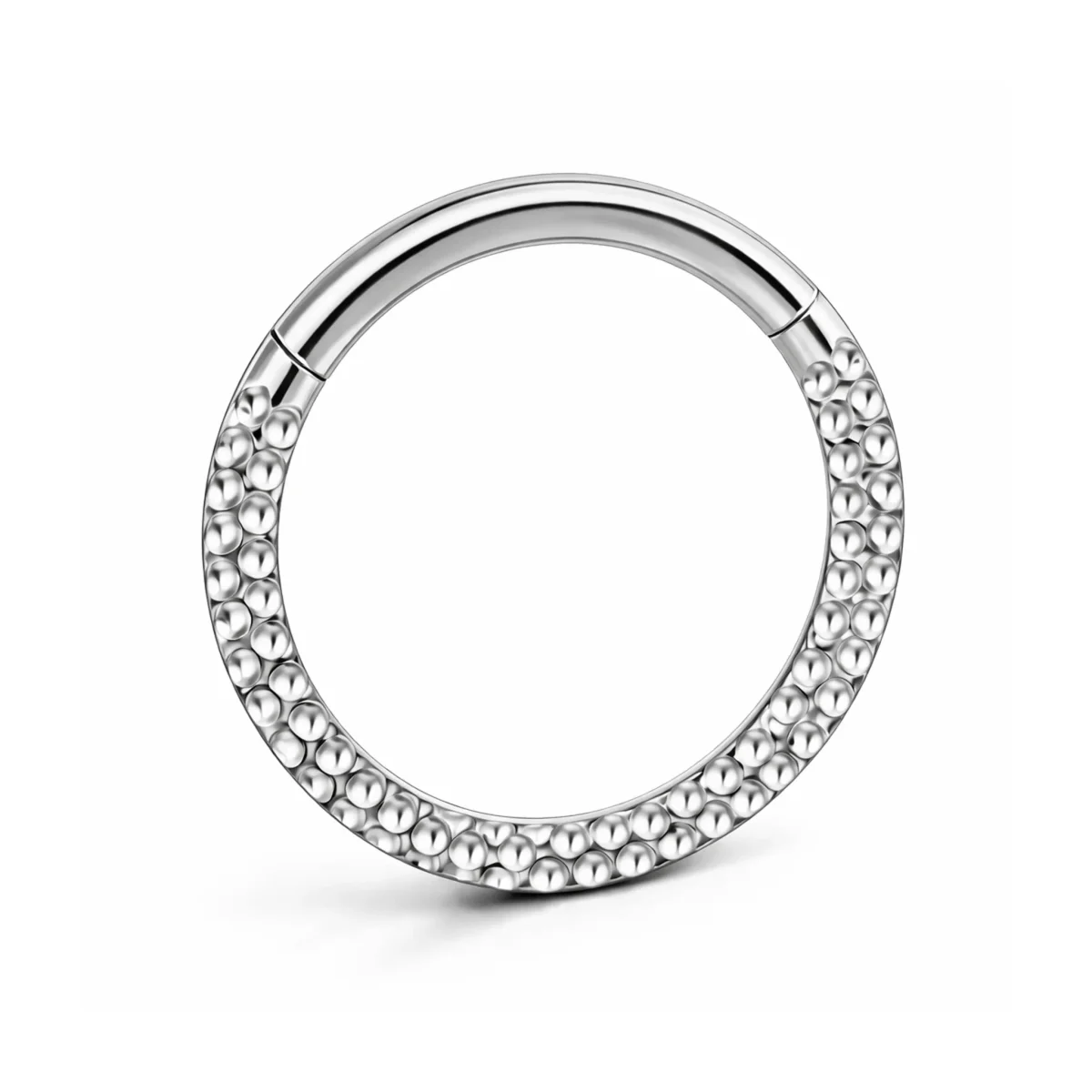 Clicker med hamrad framsida - Smal ring till piercing i nickelfritt titan - Bild 2