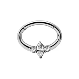 Septum / Daith Clicker - Piercingsmycke - Avlång kristall