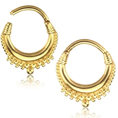 Bohemiskt inspirerad clicker-ring - 18k pvd guldpläterat piercingsmycke - Guldring till piercing