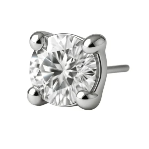 Liten vit kristall - Push fit topp - Threadless piercingsmycke