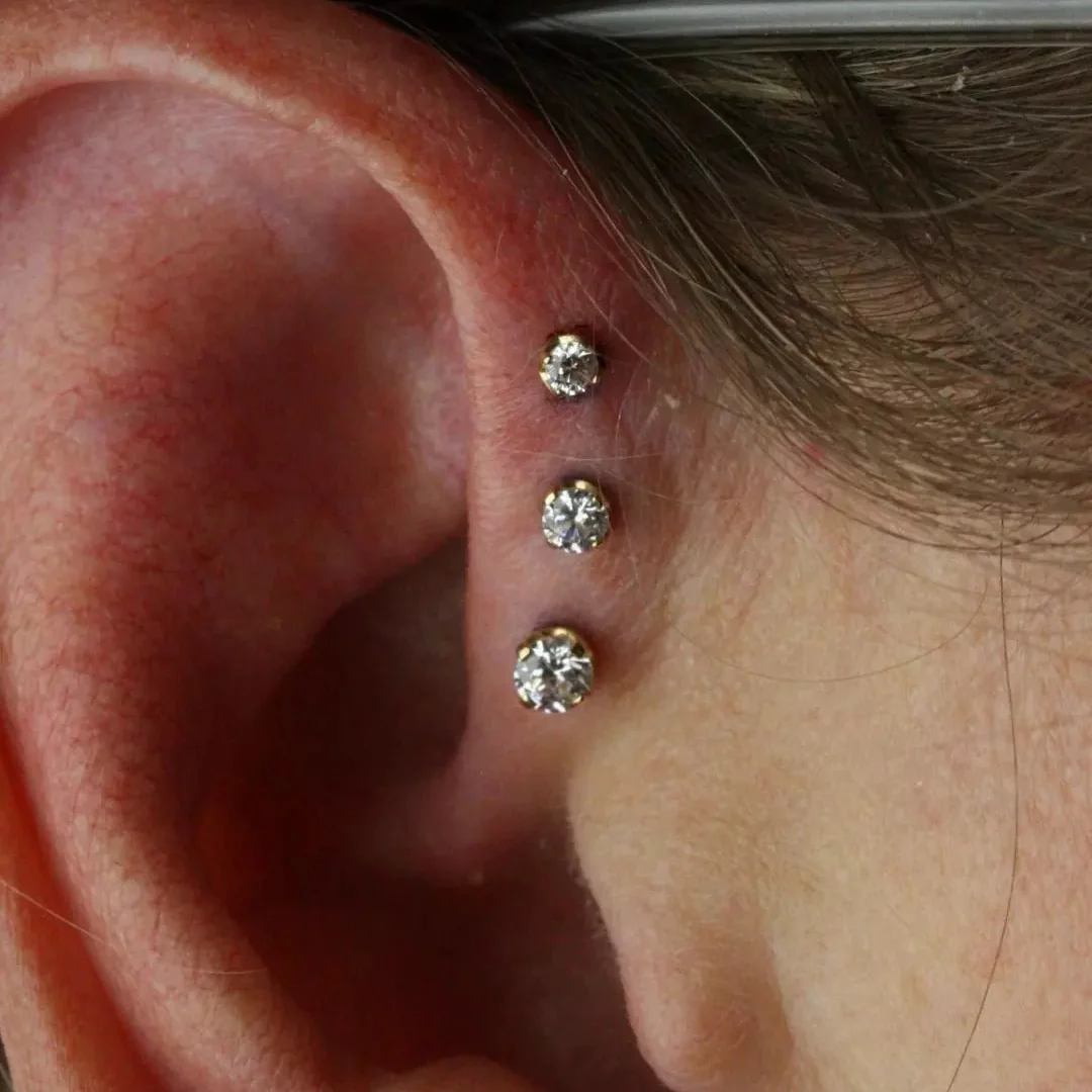 Kristall - Topp i 18k äkta guld - Piercingsmycke - Bild 5