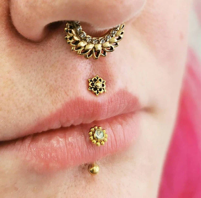 Mandala topp till piercing PVD Guld - Bild 5